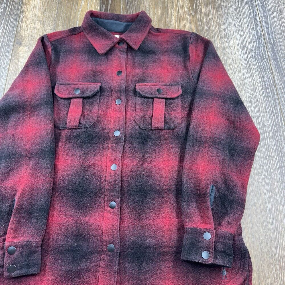 Smartwool Shacket Womens M Red Black Buffalo Plaid Anchor Line Merino Wool Shirt